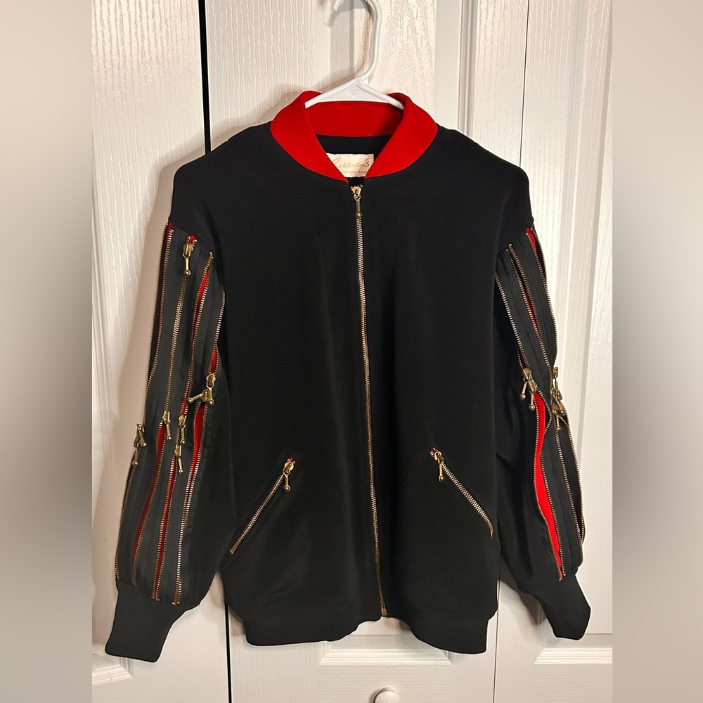 Susanna’s Daytona Beach Women’s‎ Black Red Zipper Bomber Jacket Vintage L Large